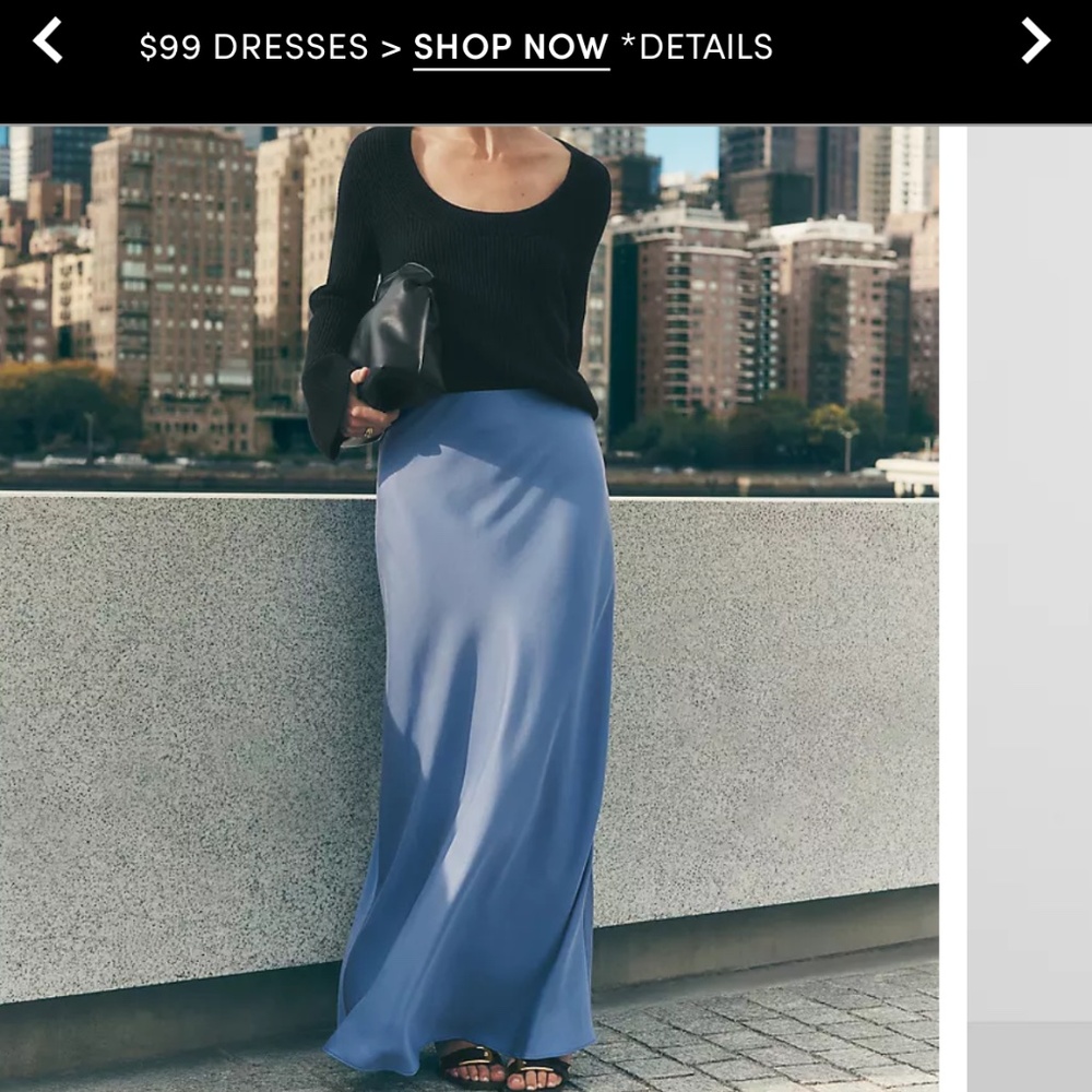 NWT Ann Taylor blue satin midi skirt